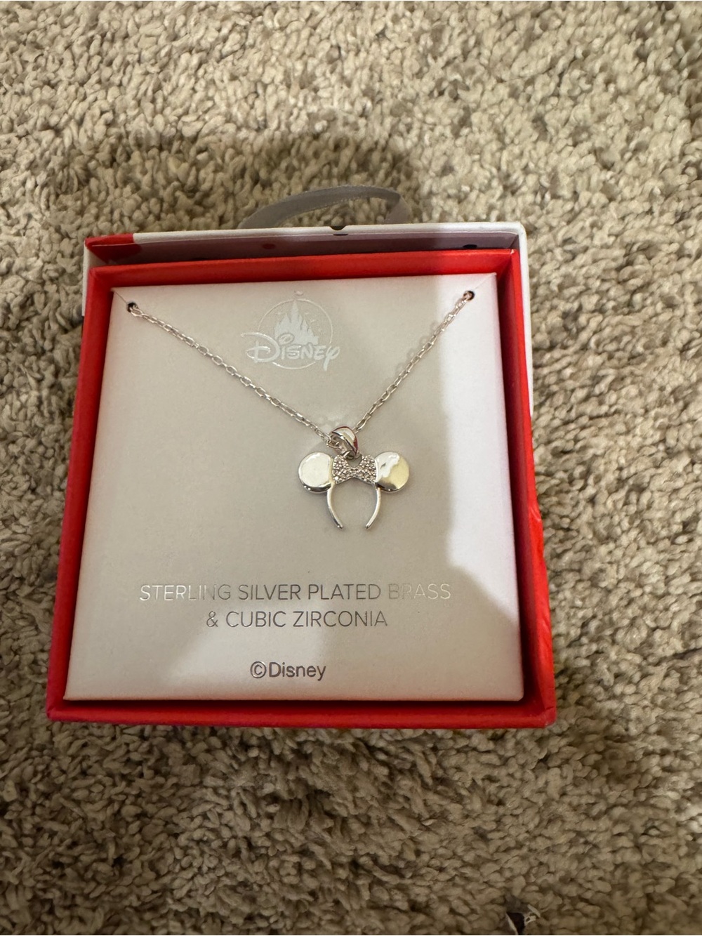 Disney Silver Minnie Mouse Necklace with Cubic Zirconia Bow